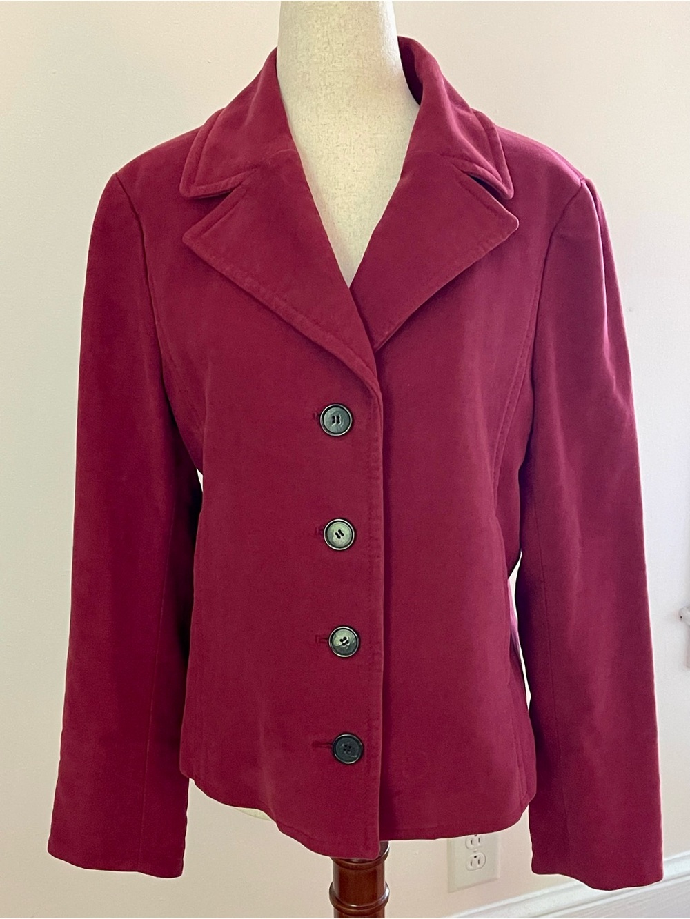 Vintage Ann Taylor Red Microsuede Cotton Blazer Jacket Size 10 Made in Korea